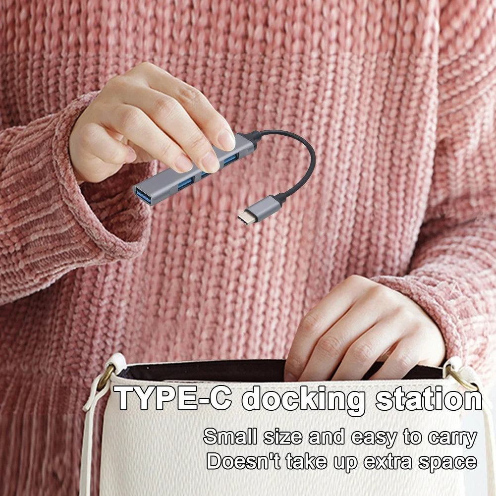 4-Port USB 3.0 Hub Adapter 5Gbps USB Splitter USB C To USB Hub Multiple USB 3.0 Hub USB Port Expander for Laptop