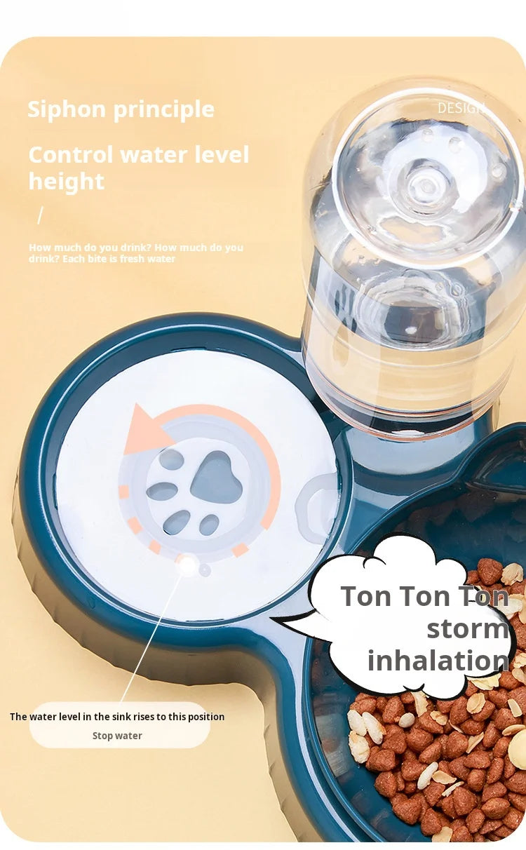 SEP Pet Feeding Station Tilted Cat Bowls with Water Feeder & Neck Protection