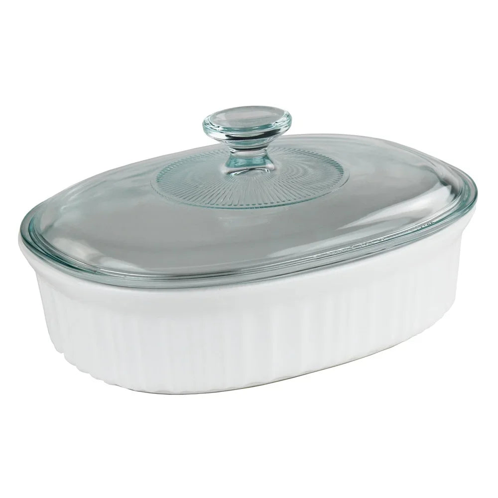 French White Ceramic Casserole Dish Oven Safe Non-Porous Stoneware Kitchen to Table Bakeware