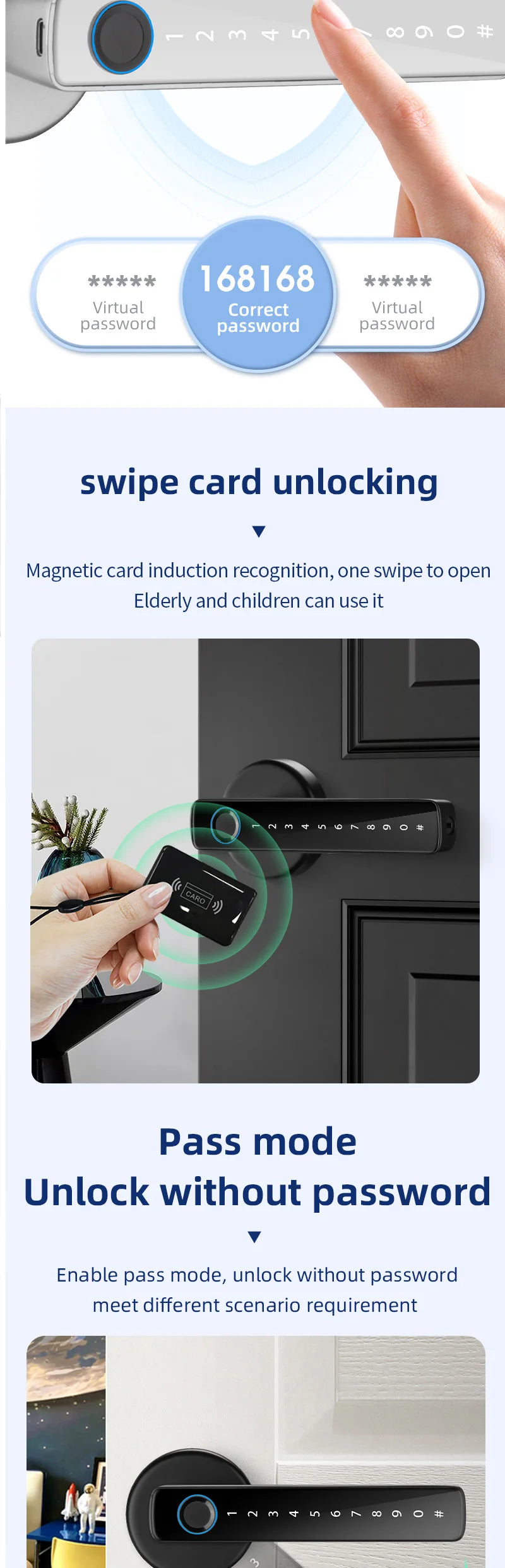 SEP Electronic Door Lock Fingerprint, Password & IC Card Unlock for Home