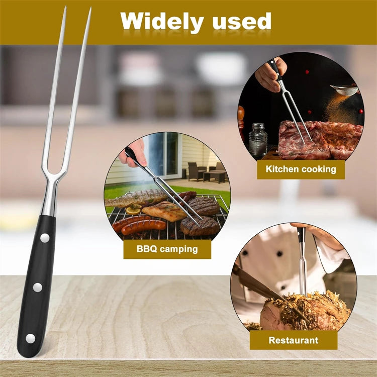 Meat Fork Stainless Steel Meat Carving Fork with Long Handle Sharp Prong Grill Fork Serving Fork for Chicken Turkey Beef JT566