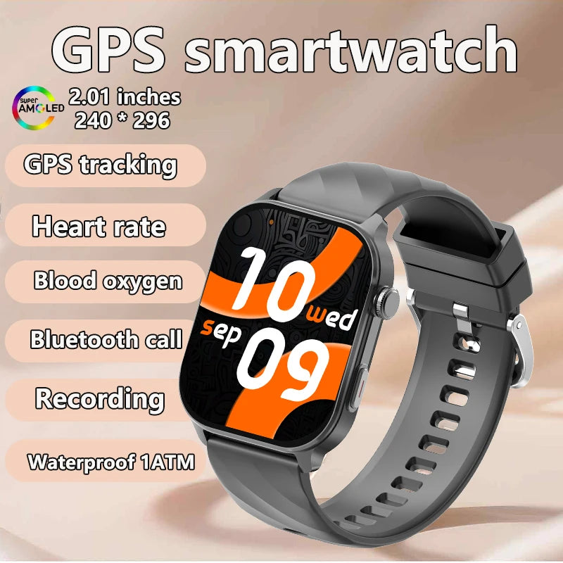2025 New GPS Smart Watch Heart Rate Blood Oxygen Blood Pressure Monitoring Bluetooth Call NFC 3ATM GPS Tracking Men's Smartwatch