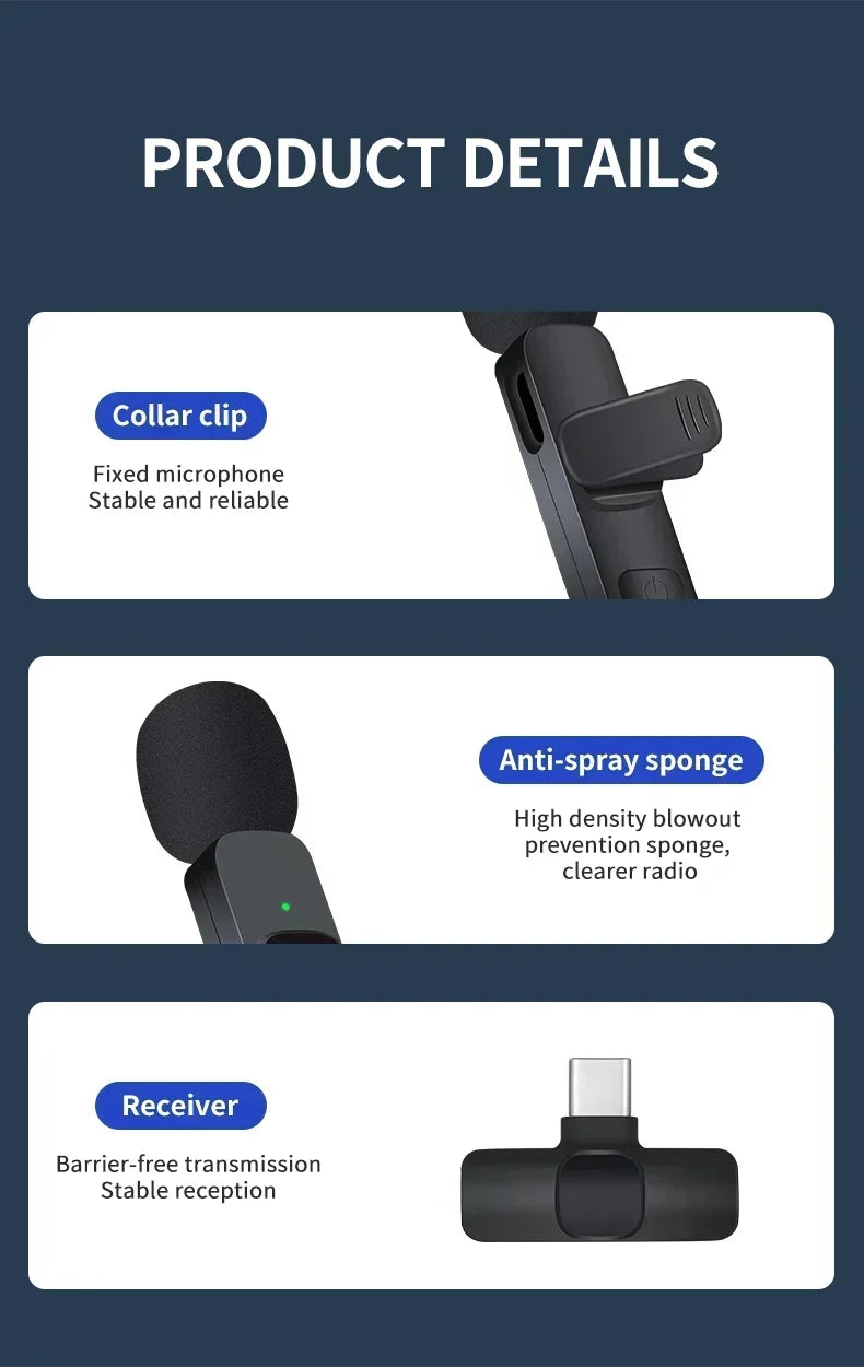 SEP Dual Wireless Lavalier Microphone Mini Audio Recorder for iPhone & Android