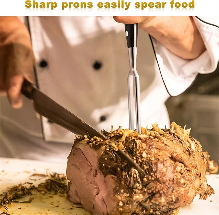 Meat Fork Stainless Steel Meat Carving Fork with Long Handle Sharp Prong Grill Fork Serving Fork for Chicken Turkey Beef JT566