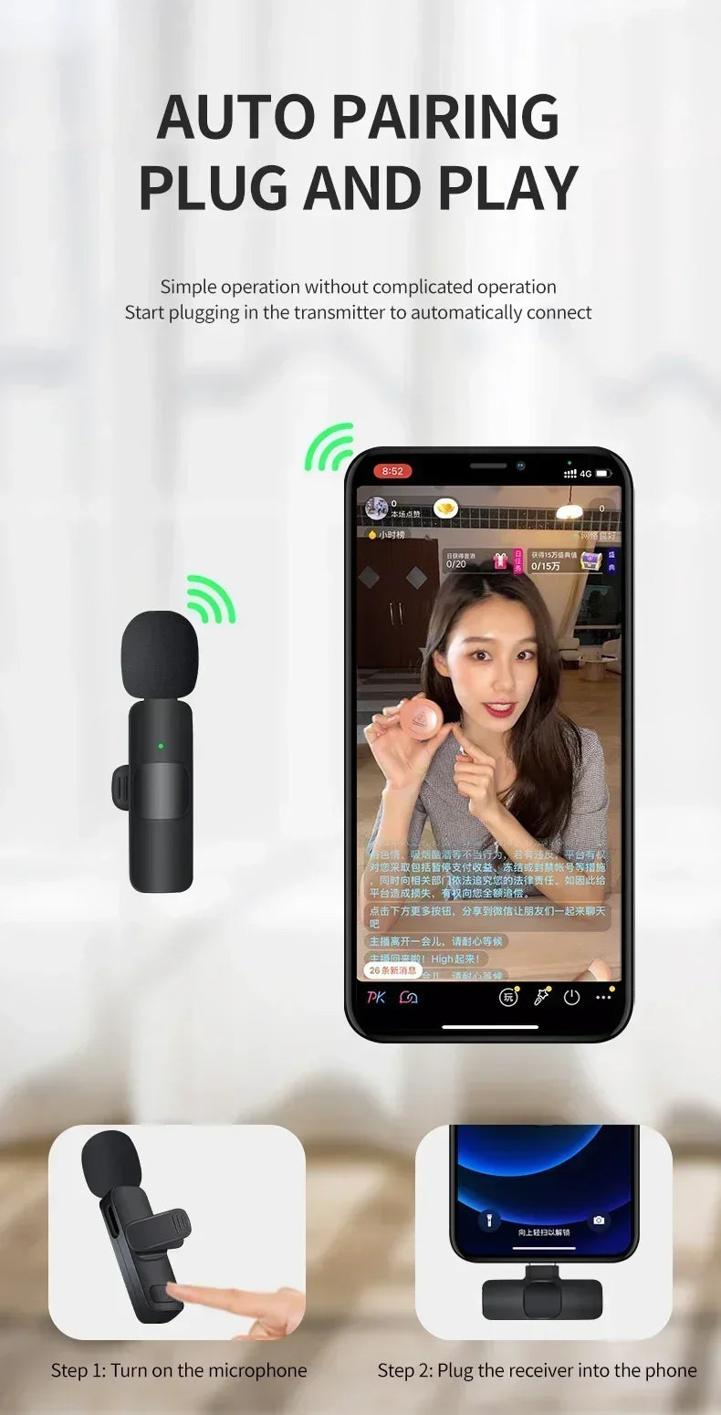 SEP Dual Wireless Lavalier Microphone Mini Audio Recorder for iPhone & Android