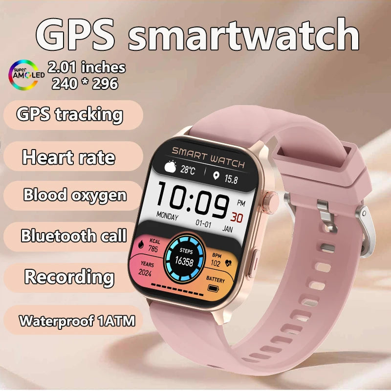 2025 New GPS Smart Watch Heart Rate Blood Oxygen Blood Pressure Monitoring Bluetooth Call NFC 3ATM GPS Tracking Men's Smartwatch