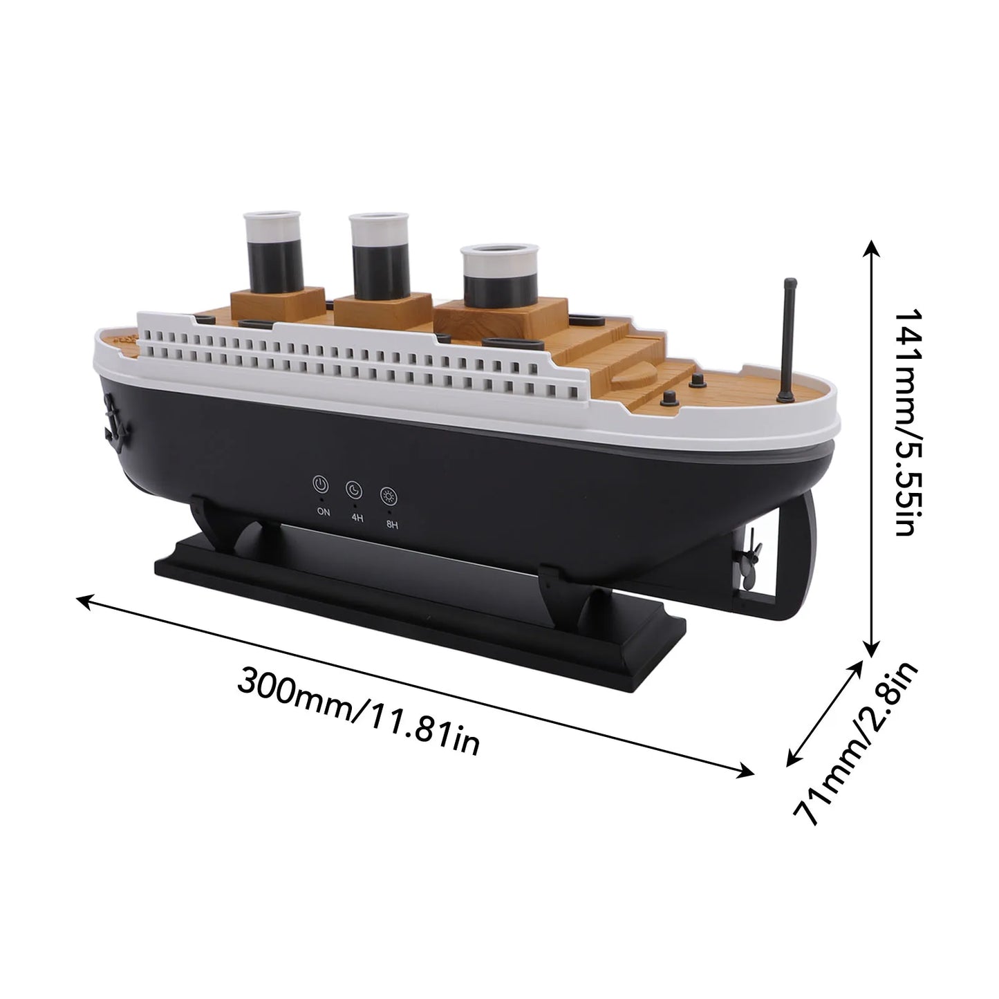 【HOT】Aromatherapy Diffuser 250ml Retro Ship Essential Oil Diffuser Desktop Humidifier with Remote Control for Bedroom Office