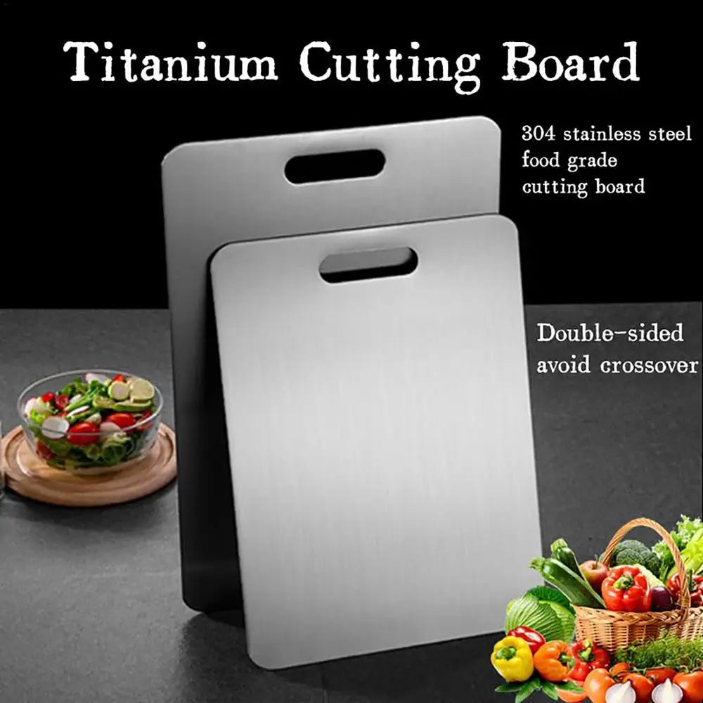Titanium Cutting Boards for Kitchen Stainless Board 304 Steel Thickened Double Sided Food Grade Portable Fruit Meat Chopping