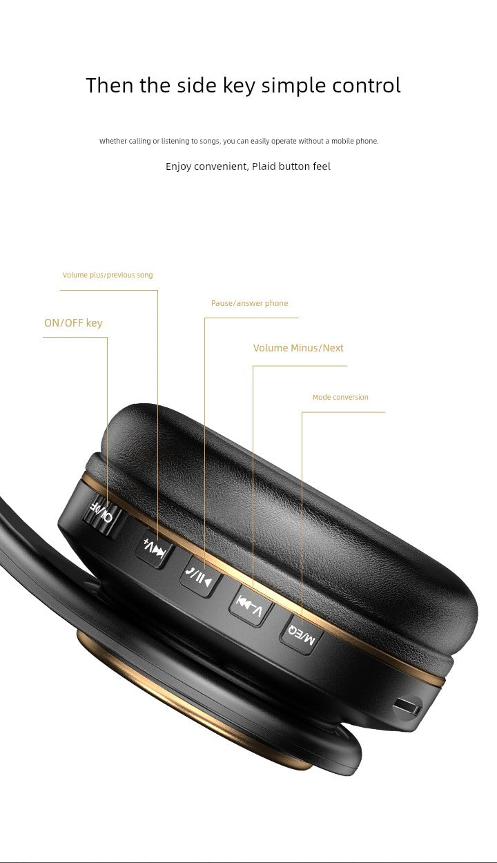 Bluetooth Headphone Head-Mounted with Microphone Mobile Phone Computer Universal Headset like Subwoofer