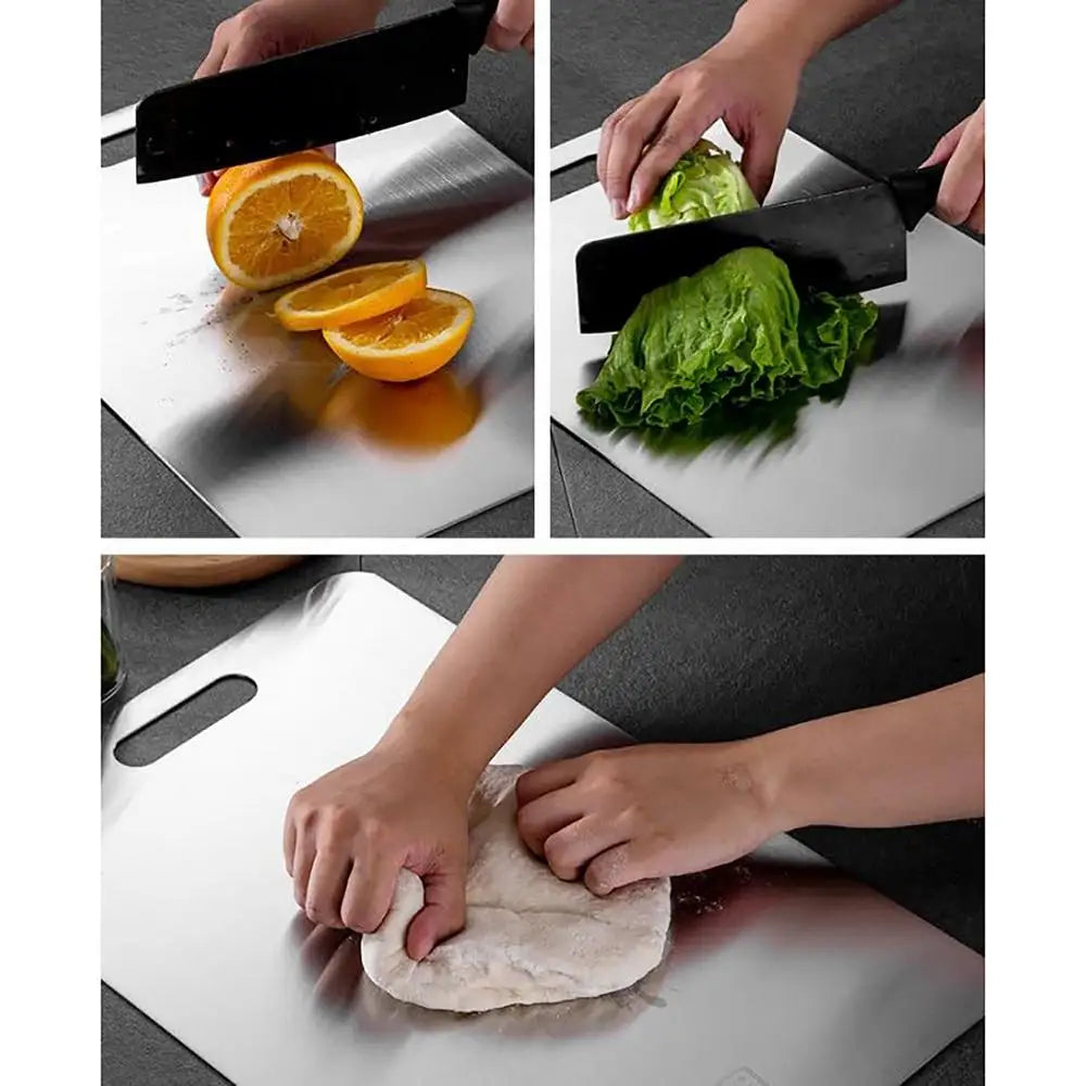 Titanium Cutting Boards for Kitchen Stainless Board 304 Steel Thickened Double Sided Food Grade Portable Fruit Meat Chopping