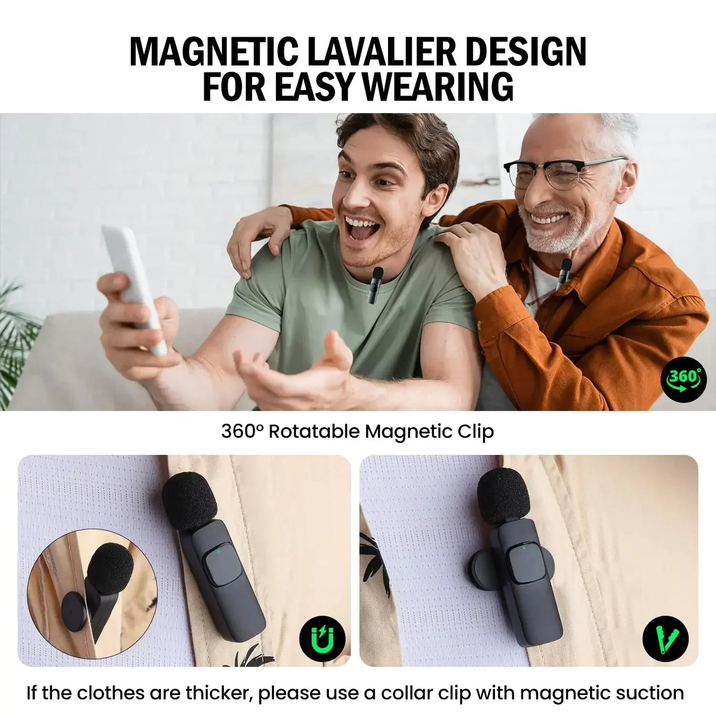 SEP Dual Wireless Lavalier Microphone Mini Audio Recorder for iPhone & Android