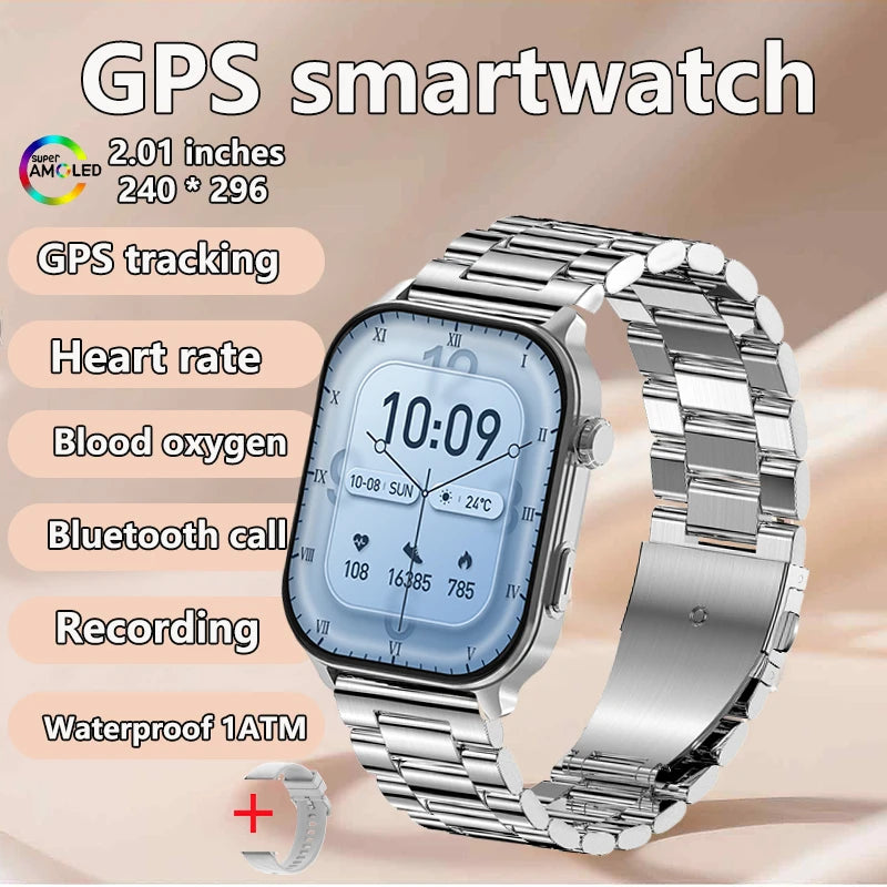 2025 New GPS Smart Watch Heart Rate Blood Oxygen Blood Pressure Monitoring Bluetooth Call NFC 3ATM GPS Tracking Men's Smartwatch