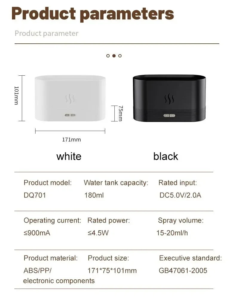 SEP Colorful Flame Humidifier Ultrasonic LED Fragrance Diffuser for Home