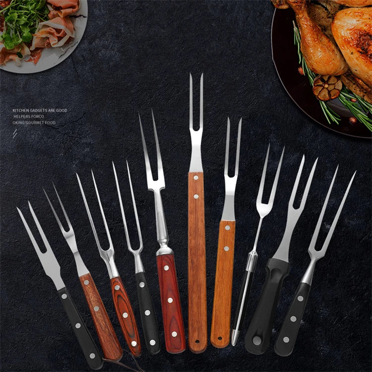 Meat Fork Stainless Steel Meat Carving Fork with Long Handle Sharp Prong Grill Fork Serving Fork for Chicken Turkey Beef JT566