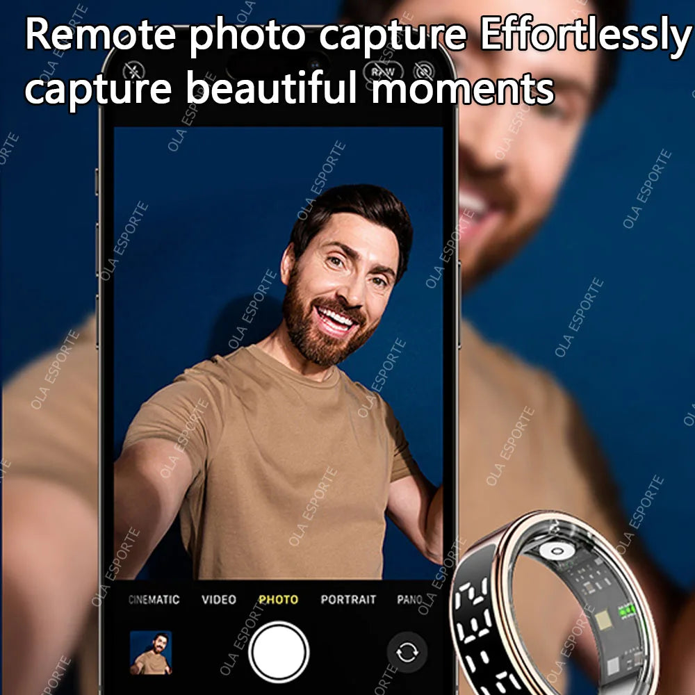 For Smart Ring Hd Screen Tiktok Control 5ATM Waterproof for  Smartring forGalaxy Women Men Ring HeartRate Monitor