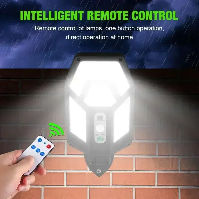 Solar Lamp 55LED Outdoor Sunlight Motion Sensor Remote Control Solar Focus Wall