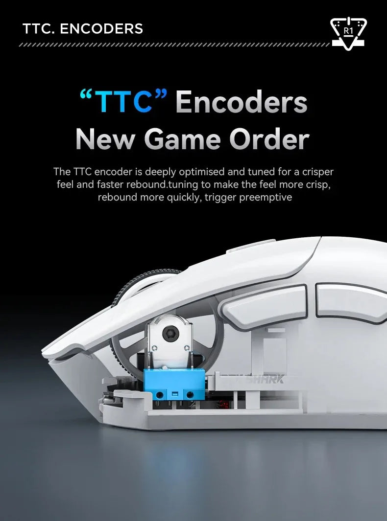 Attack Shark R1 Bluetooth Mouse and Grip Tape not Included Mouse 1000 Hz PAW3311 Sensor,Rechargeable Tri-mode,Ergonomic