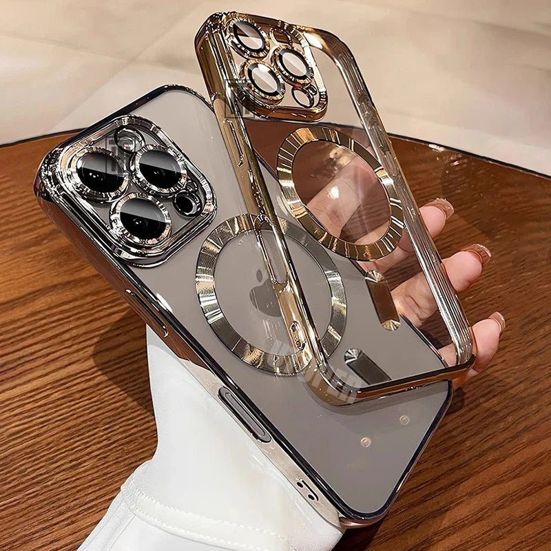 Phone Case For iPhone 16 15 14 13 12 11 Pro Max Plus Clear Magsafe Magnetic Lens Protect Soft Cover