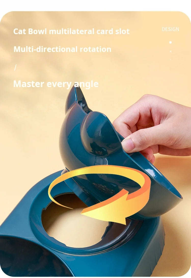 SEP Pet Feeding Station Tilted Cat Bowls with Water Feeder & Neck Protection