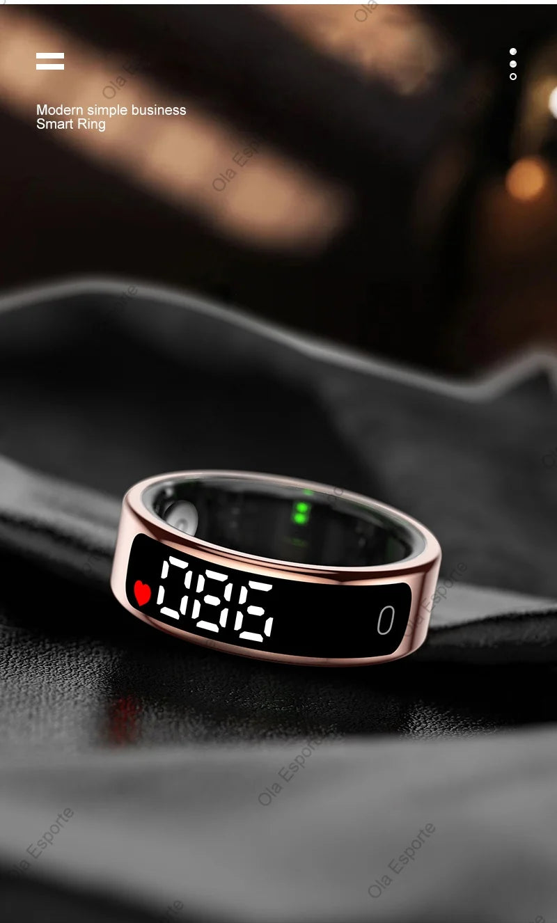 For Smart Ring Hd Screen Tiktok Control 5ATM Waterproof for  Smartring forGalaxy Women Men Ring HeartRate Monitor