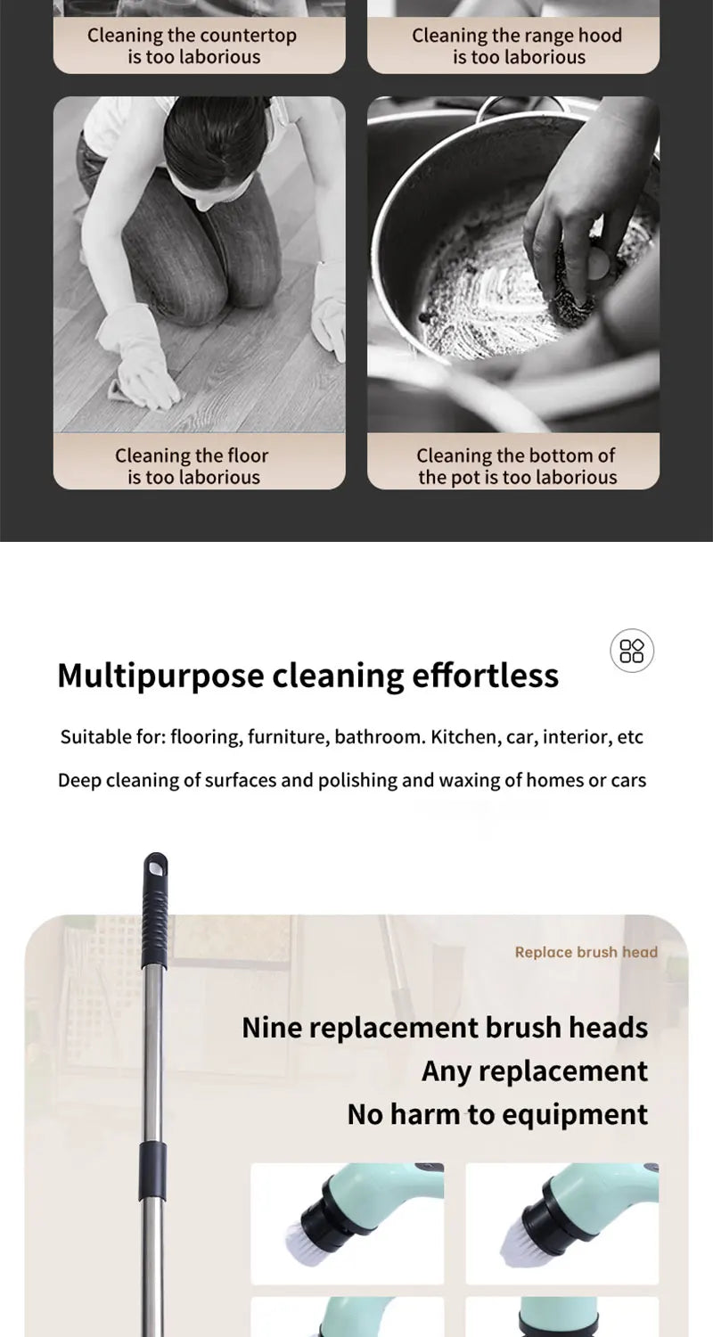 SEP 9-in-1 Electric Cleaning Brush Spin Scrubber for Kitchen, Bathroom & Home