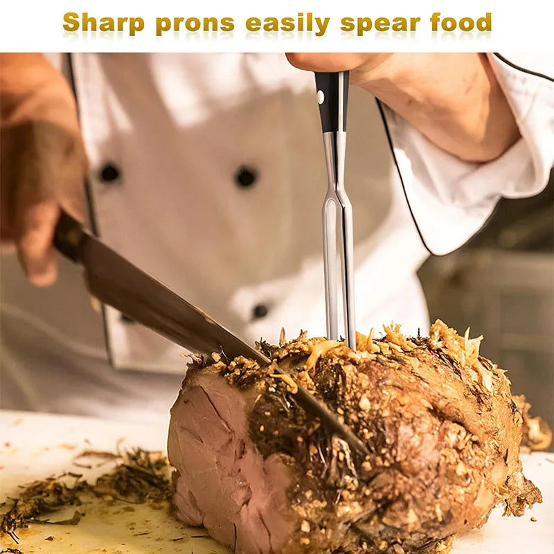 Meat Fork Stainless Steel Meat Carving Fork with Long Handle Sharp Prong Grill Fork Serving Fork for Chicken Turkey Beef JT566