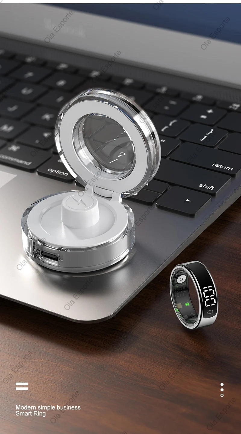 For Smart Ring Hd Screen Tiktok Control 5ATM Waterproof for  Smartring forGalaxy Women Men Ring HeartRate Monitor