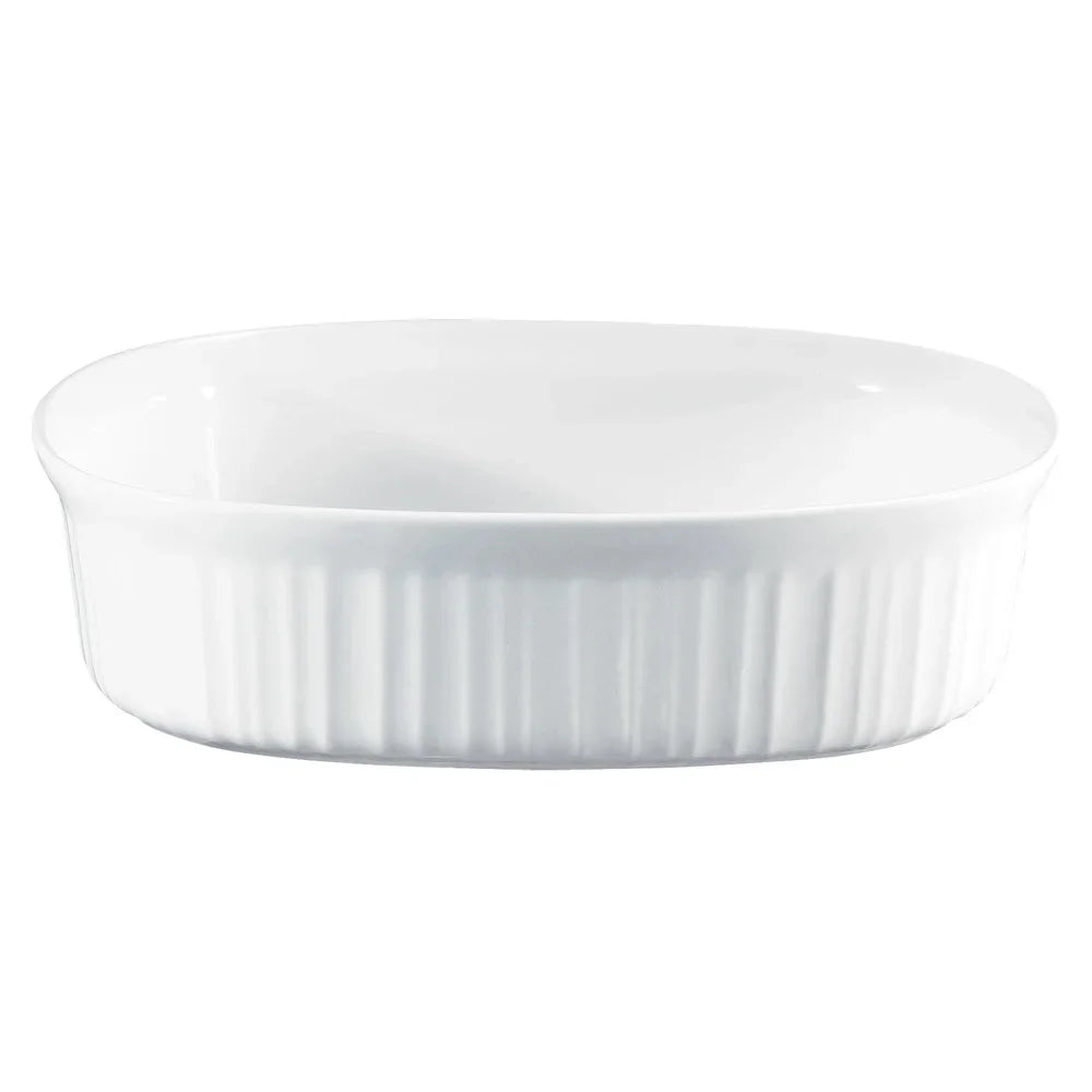 French White Ceramic Casserole Dish Oven Safe Non-Porous Stoneware Kitchen to Table Bakeware