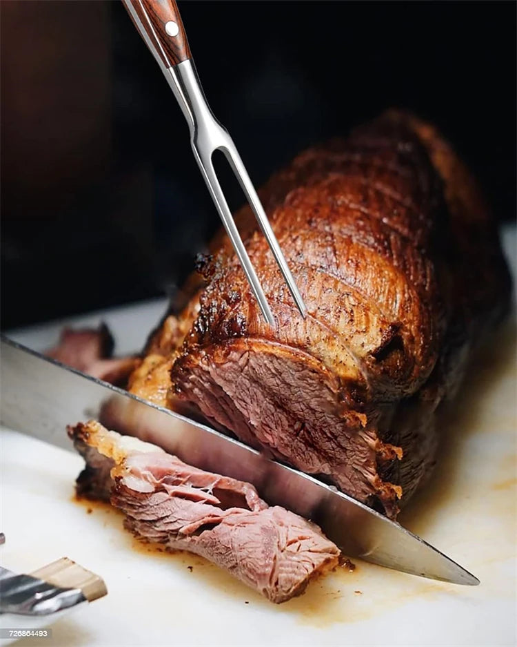 Meat Fork Stainless Steel Meat Carving Fork with Long Handle Sharp Prong Grill Fork Serving Fork for Chicken Turkey Beef JT566