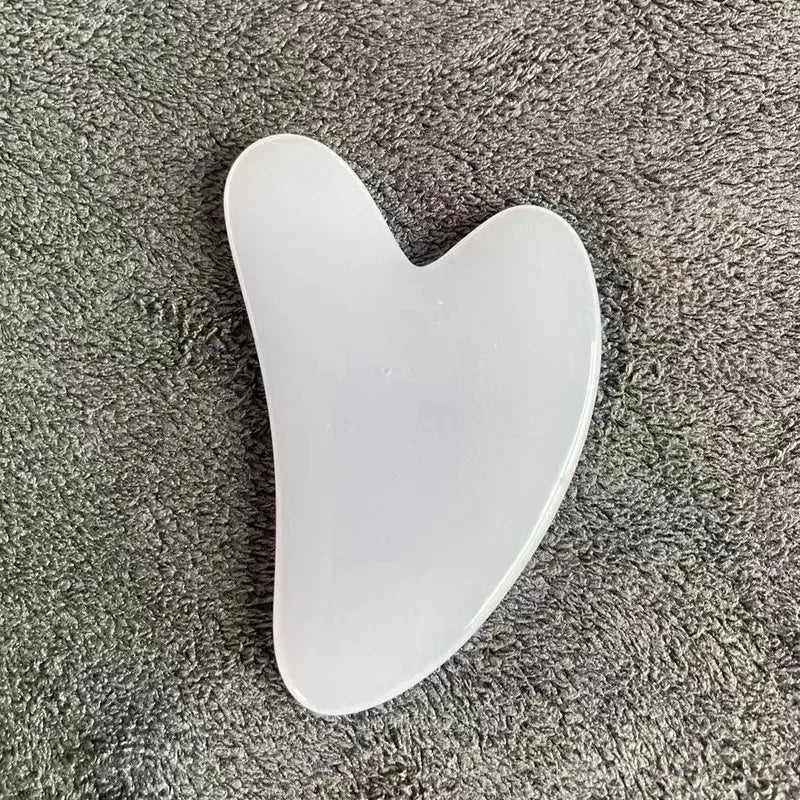 Gua Sha Board Heart-Shaped Natural Pink Green Resin Jade Scraper Facial SPA Neck Massager Portable Skin Care Beauty Healty TooL
